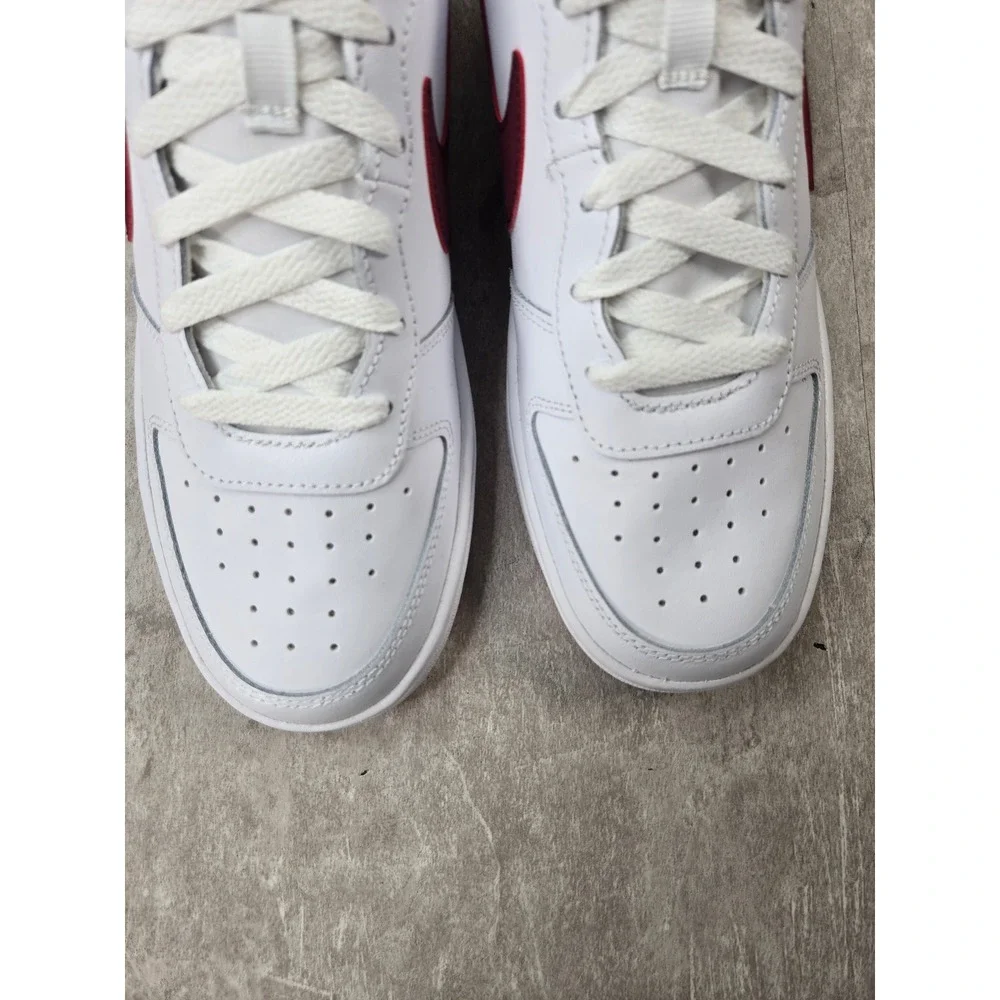 Nike Court Borough 8.5 White Burgundy Pink Leather Sneakers Retro Y2K Streetwear